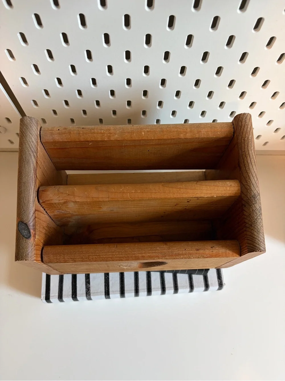 Vintage Rustic Wooden Remote Caddy with Heart Cutout